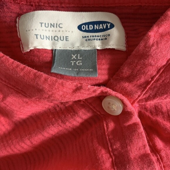 Old Navy Womens Size XL Pink Stripe V Neck Button Up Blouse - Picture 4 of 5